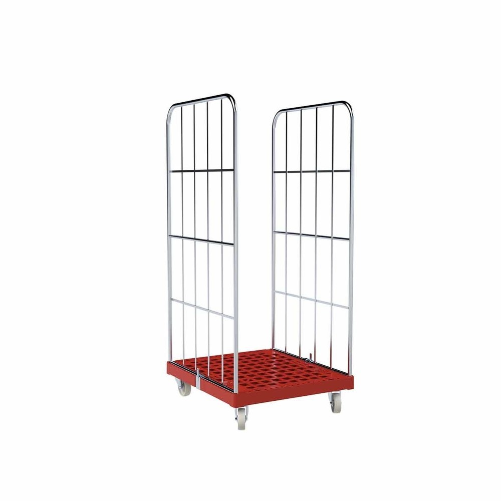 Produktabbildung Nr. 1: Bac à roulettes Classic, 2 côtés, à mailles fines, galvanisé bleu, plateau à roulettes en plastique, HxlxP 1 650 x 724 x 815 mm, rouge feu