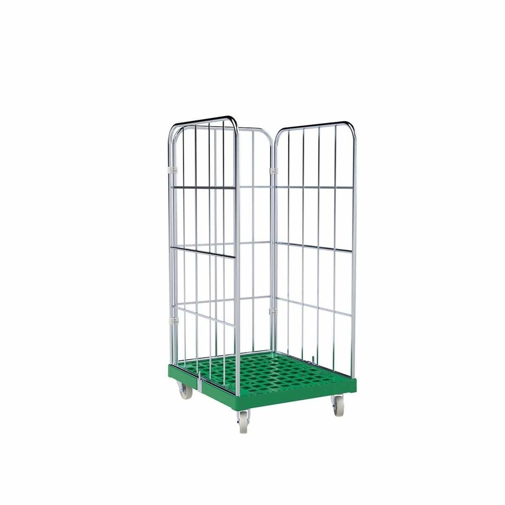 N° de l'image du produit 1 : Bac à roulettes Classic, 3 côtés, à mailles grossières, galvanisé bleu, plateau à roulettes en plastique, HxlxP 1 550 x 724 x 815 mm, vert signalisation