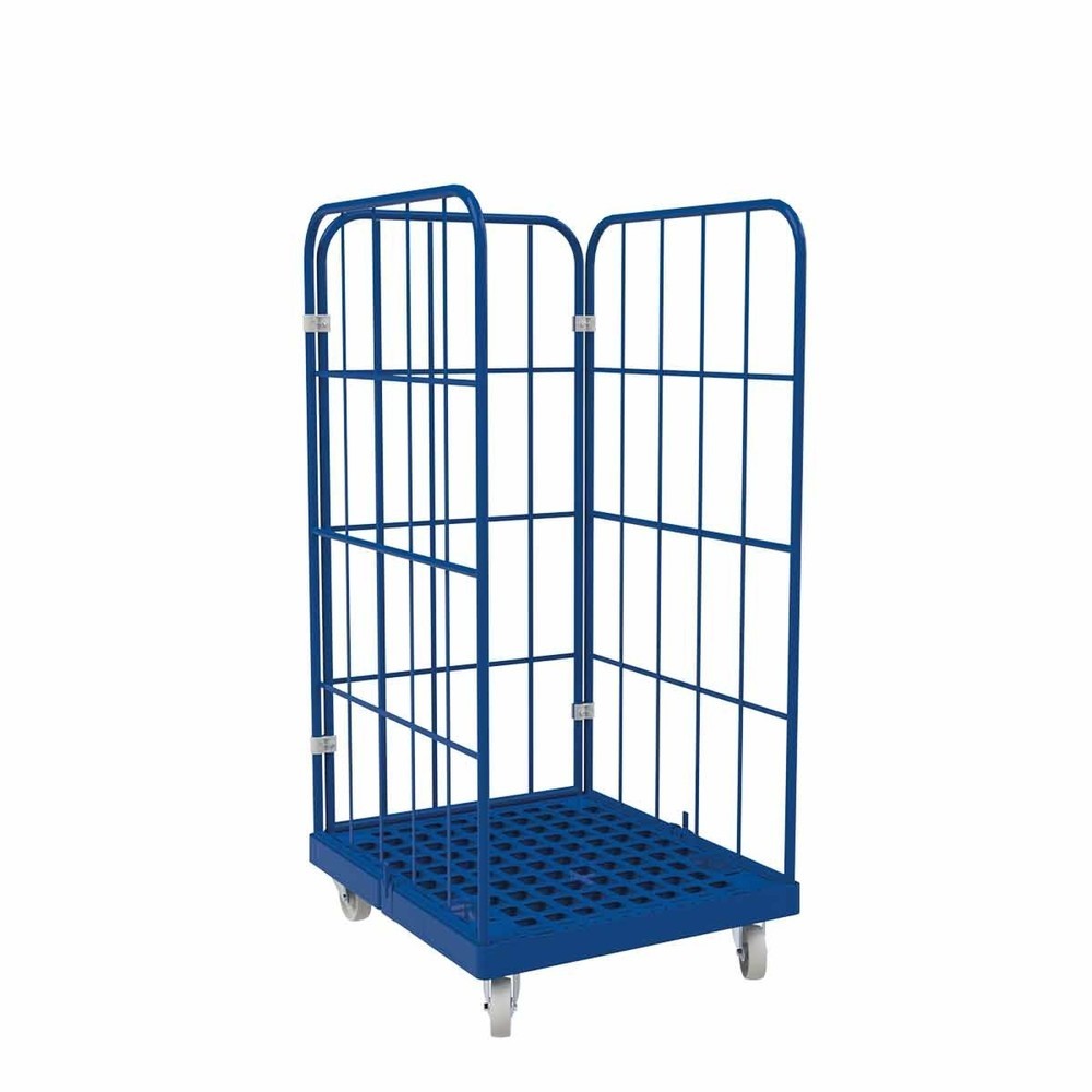 Produktabbildung Nr. 1: Bac à roulettes Classic, 3 côtés, à mailles grossières, revêtu par poudrage, plateau à roulettes en plastique, HxlxP 1 550 x 724 x 815 mm, bleu gentiane
