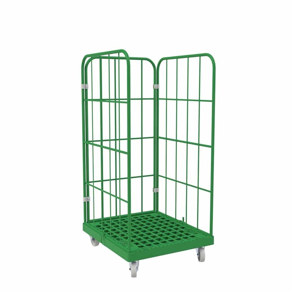 Illustration du produit: Bac à roulettes Classic, 3 côtés, à mailles grossières, revêtu par poudrage, plateau à roulettes en plastique, HxlxP 1 550 x 724 x 815 mm, vert signalisation