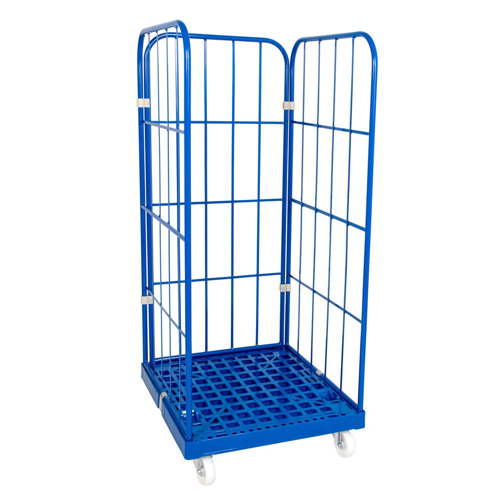 Produktabbildung Nr. 1: Bac à roulettes Classic, 3 côtés, à mailles grossières, revêtu par poudrage, plateau à roulettes en plastique, HxlxP 1 550 x 724 x 815 mm, bleu clair