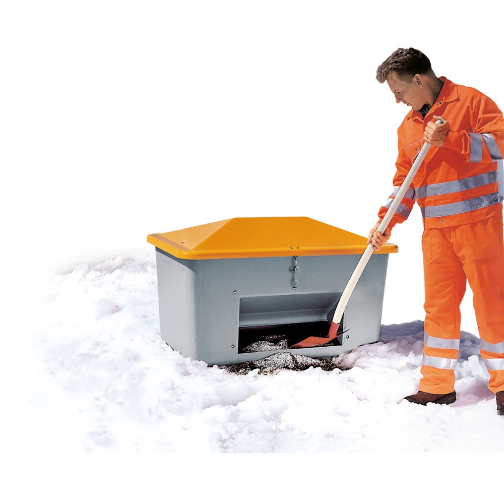 Produktabbildung Nr. 1: Bac à sel CEMO avec ouverture d’écoulement, gris/orange, 550 litres