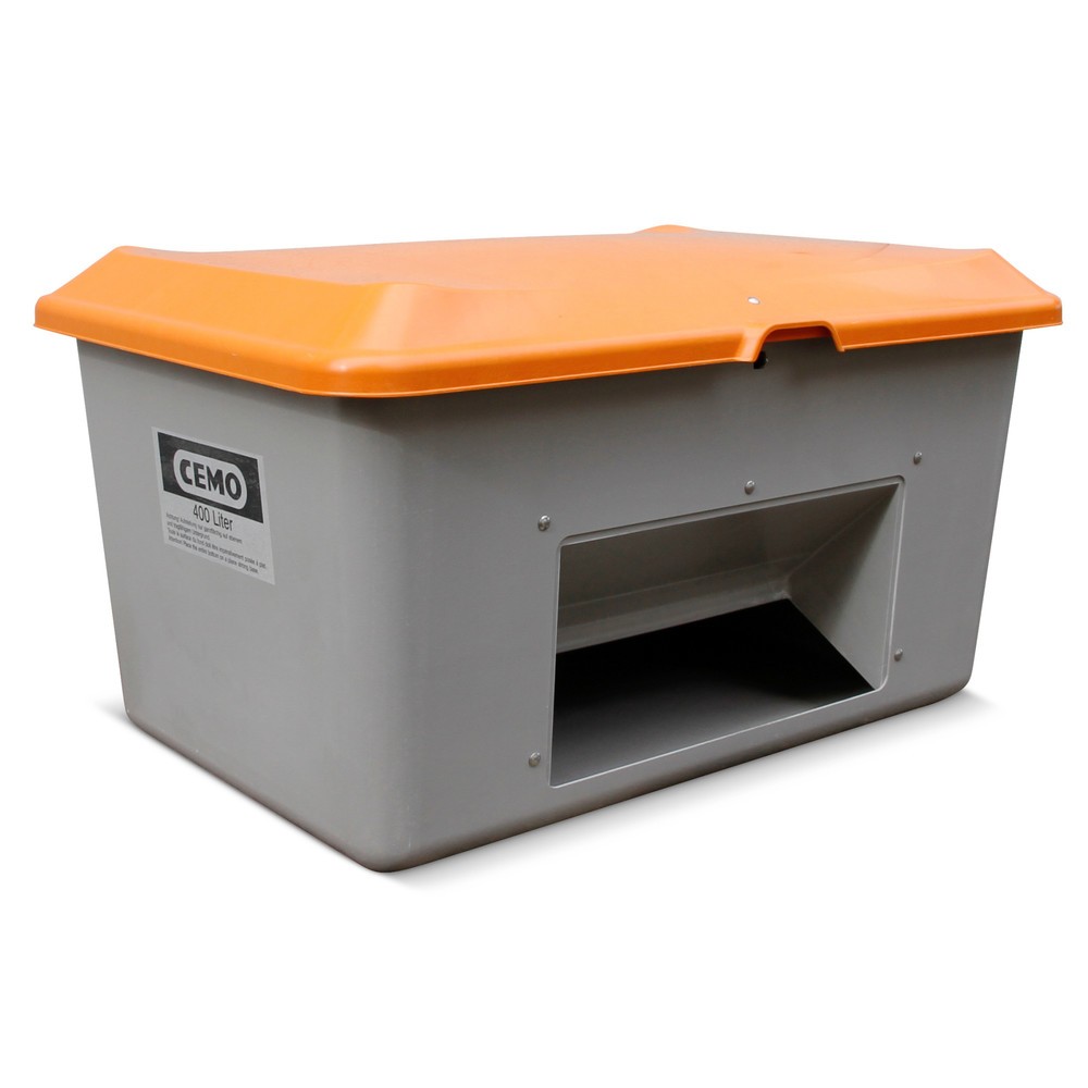Produktabbildung Nr. 1: Bac à sel CEMO avec ouverture d’écoulement, gris/orange, 400 litres