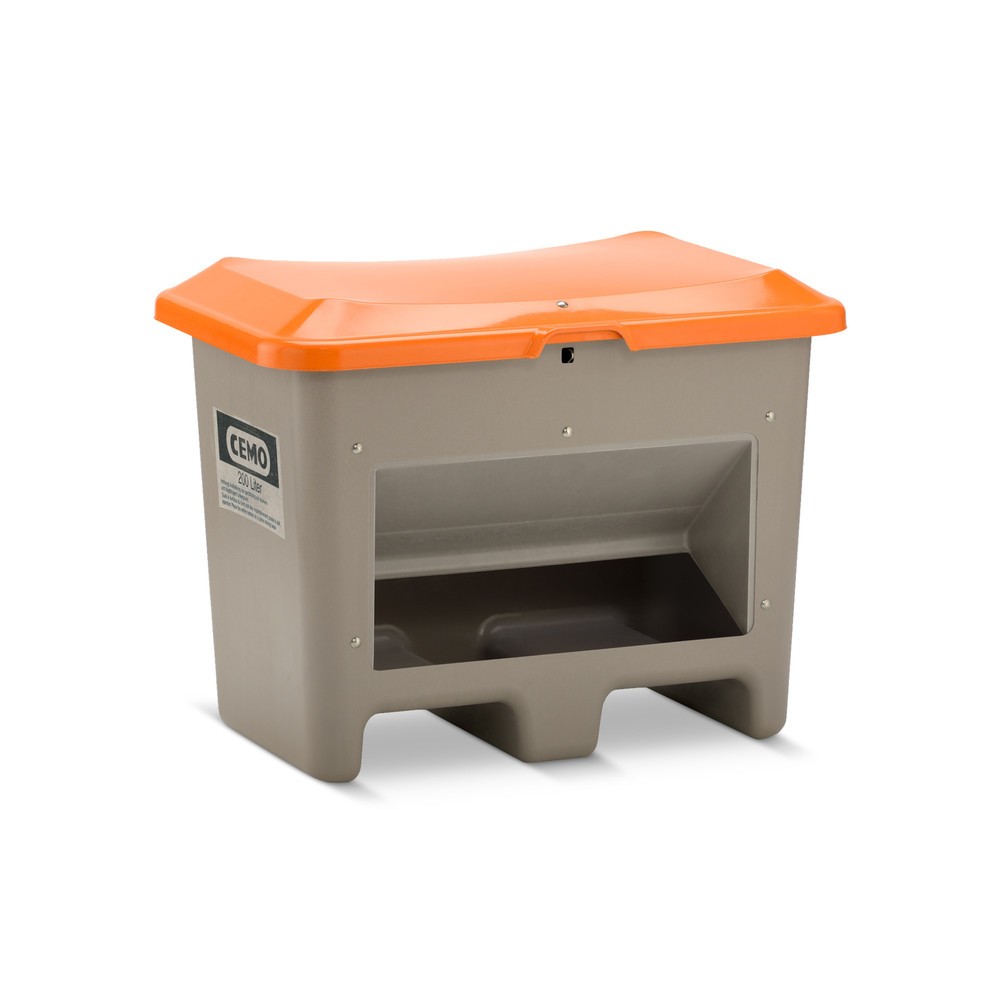 Produktabbildung Nr. 1: Bac à sel CEMO avec ouverture d’écoulement, gris/orange, 200 litres, avec entrées de fourche