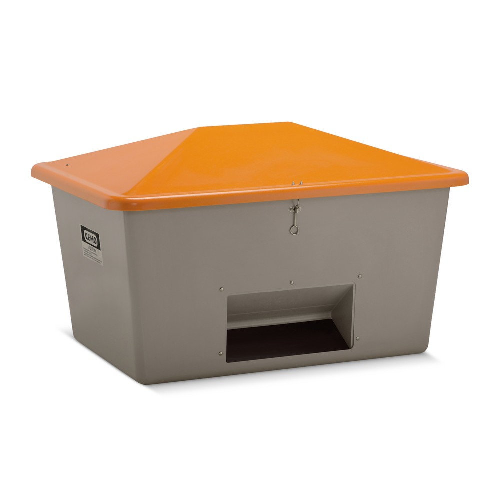 Produktabbildung Nr. 1: Bac à sel CEMO avec ouverture d’écoulement, gris/orange, 1 100 litres