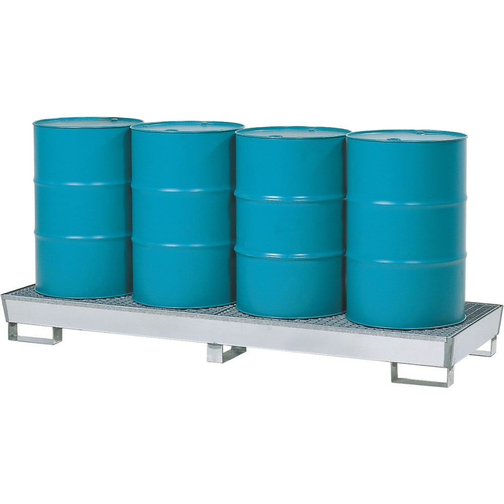 Illustration du produit: Bac de rétention asecos® en acier, avec fourreaux, 4x 200 l, HxlxP 250 x 815 x 2 470 mm, galvanisé