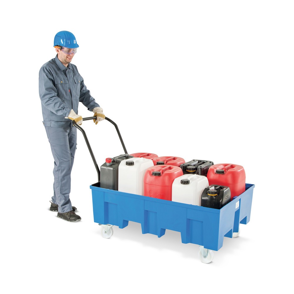 Illustration du produit: Bac de rétention asecos® en PE, mobile, 1x 200 l, HxlxP 1 030 x 865 x 1 245 mm, sans caillebotis grille
