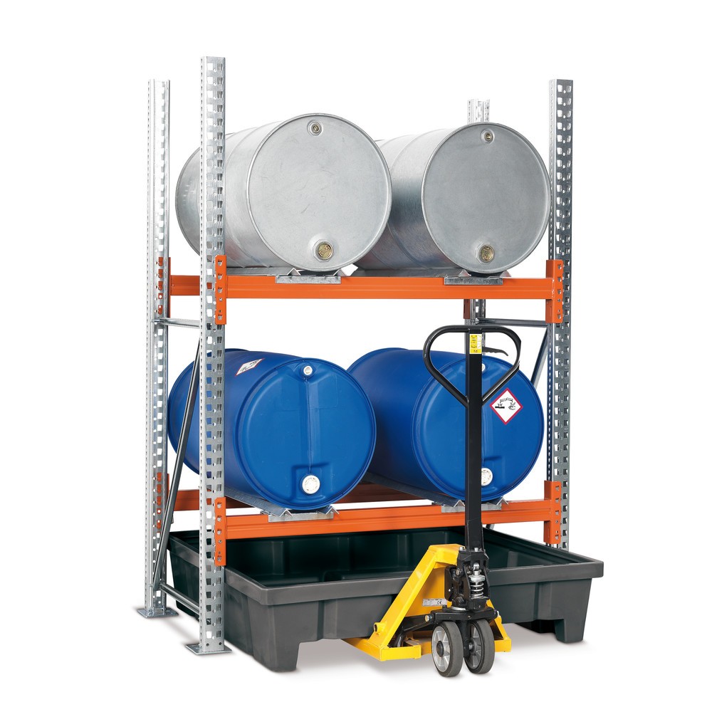 Illustration du produit: Bac de rétention au sol asecos®, pour rayonnage à fûts, H x l x P 315 x 1 320 x 1 390 mm, contenance 315 l