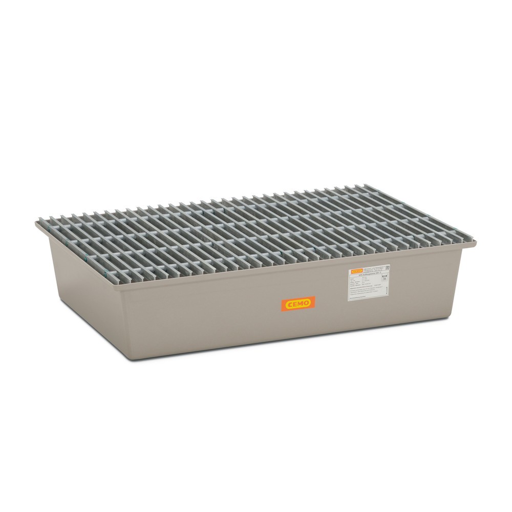 Illustration du produit: Bac de rétention CEMO en PRV, HxlxP 290 x 850 x 1 280 mm, caillebotis grille en PRV