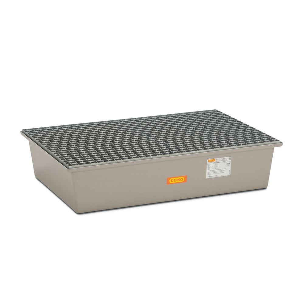 Illustration du produit: Bac de rétention CEMO en PRV, HxlxP 290 x 850 x 1 280 mm, caillebotis grille en acier
