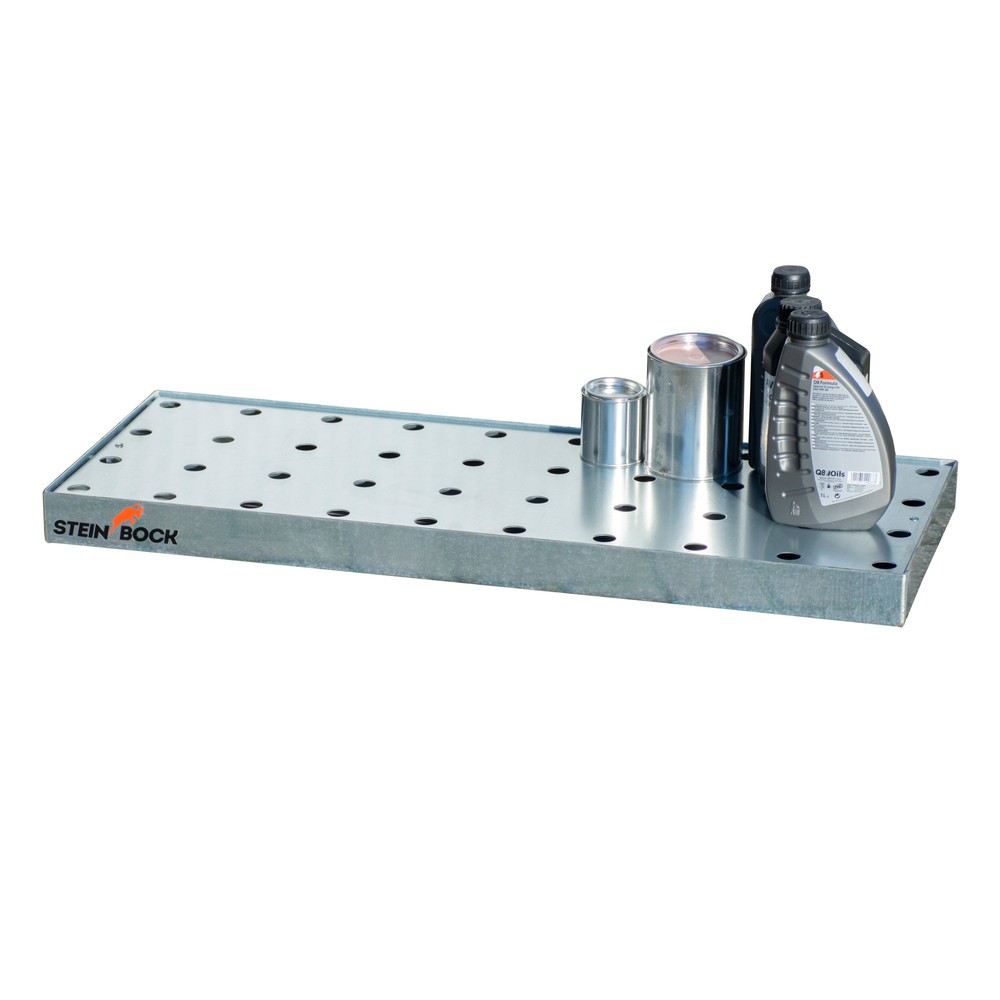 Produktabbildung Nr. 2: Bac pour petits bidons Steinbock®, en acier, galvanisé, HxlxP 60 x 370 x 940 mm, contenance 11 litres, grille en tôle perforée y compris
