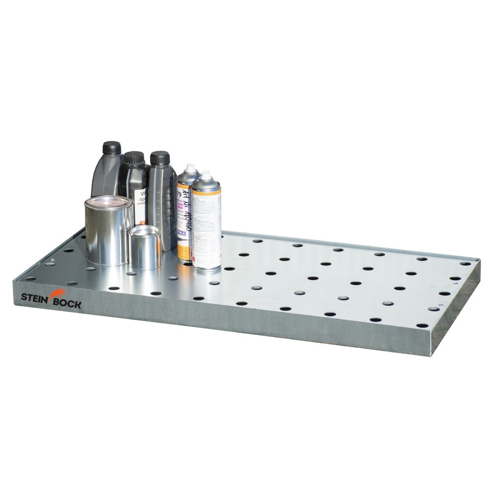 Produktabbildung Nr. 2: Bac pour petits bidons Steinbock®, en acier, galvanisé, HxlxP 60 x 470 x 940 mm, contenance 15 litres, grille en tôle perforée y compris