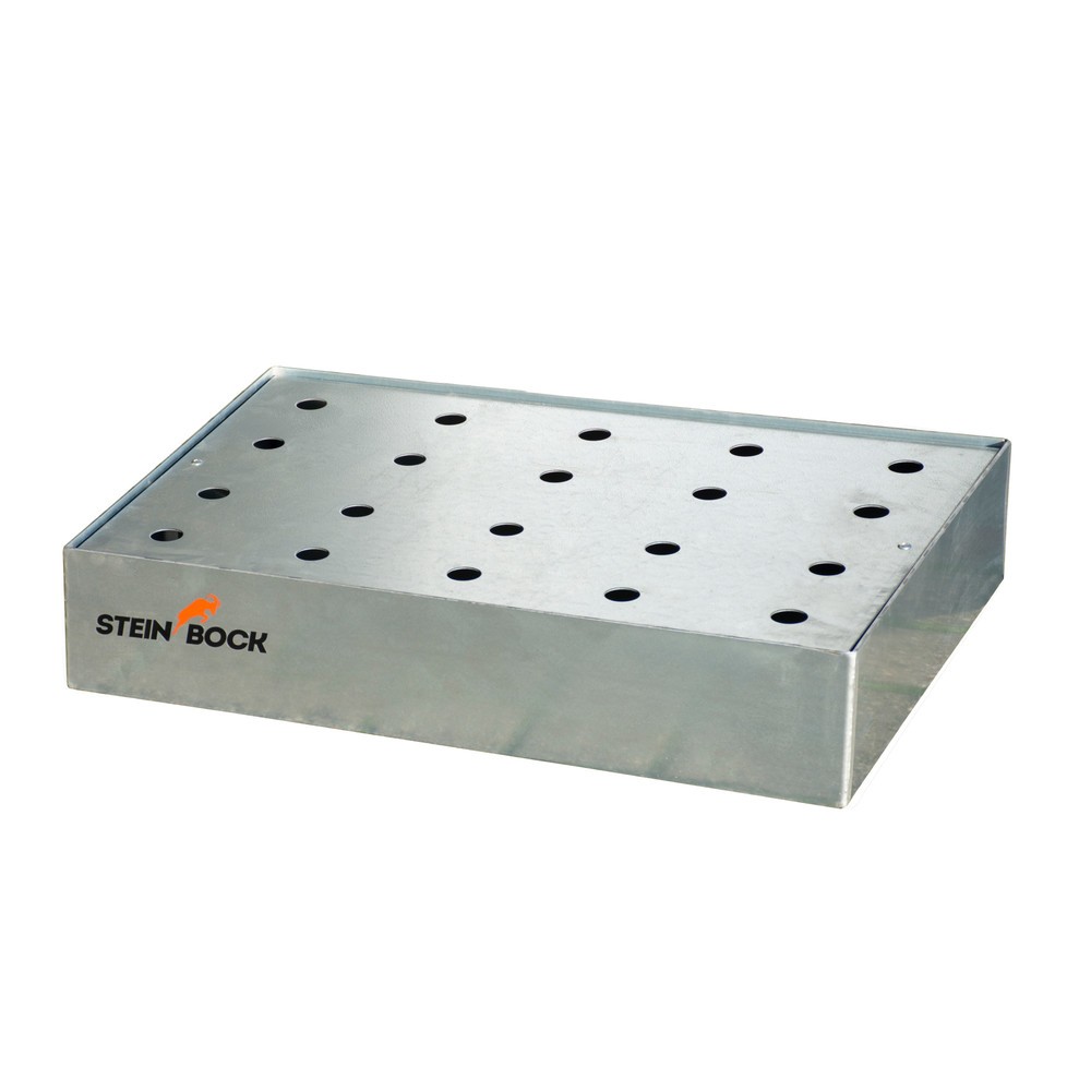 Illustration du produit: Bac pour petits bidons en palettes Steinbock®, en acier, galvanisé, HxlxP 120 x 400 x 600 mm, contenance 21 litres, grille en tôle perforée y compris