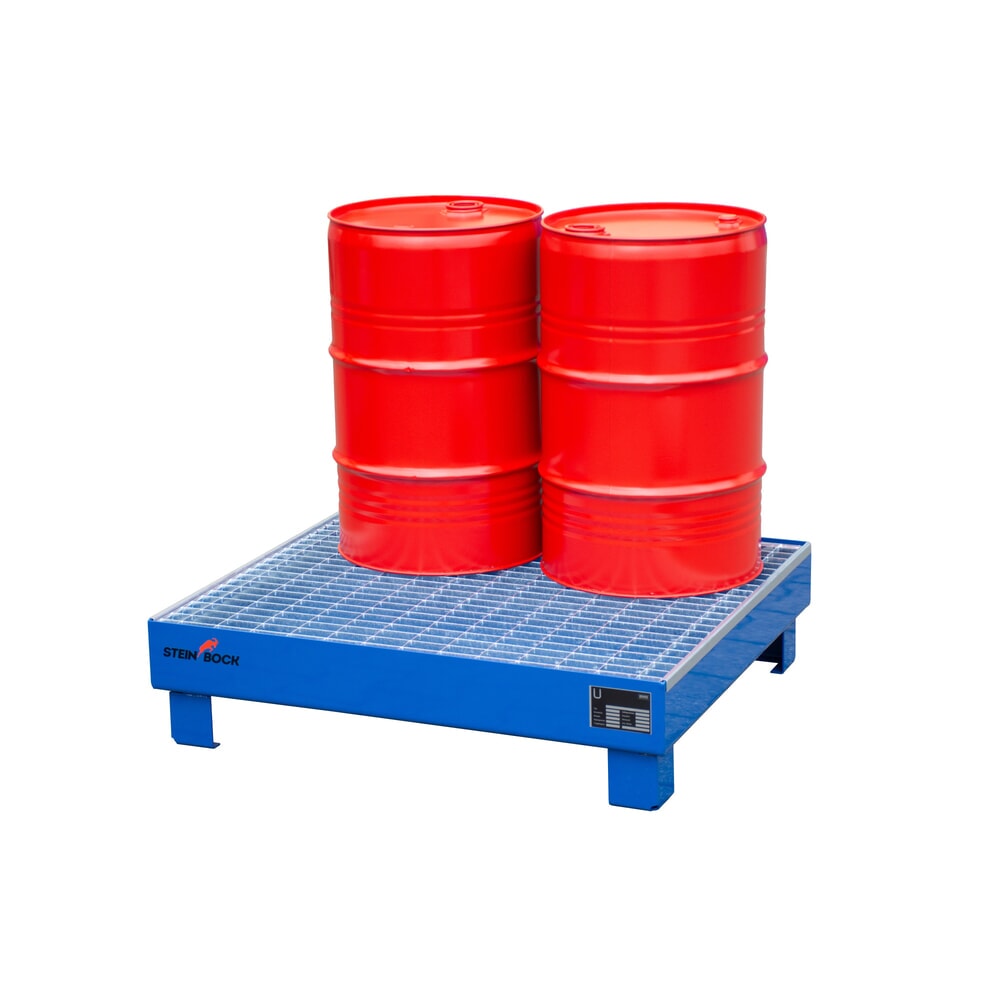 Produktabbildung Nr. 5: Bac de rétention Steinbock® pour 4 fûts de 60 litres, avec caillebotis, bleu