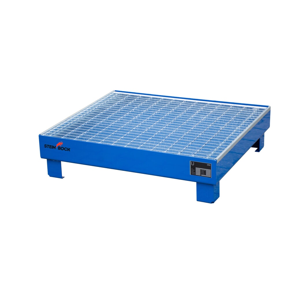 Illustration du produit: Bac de rétention Steinbock® pour 4 fûts de 60 litres, avec caillebotis, bleu