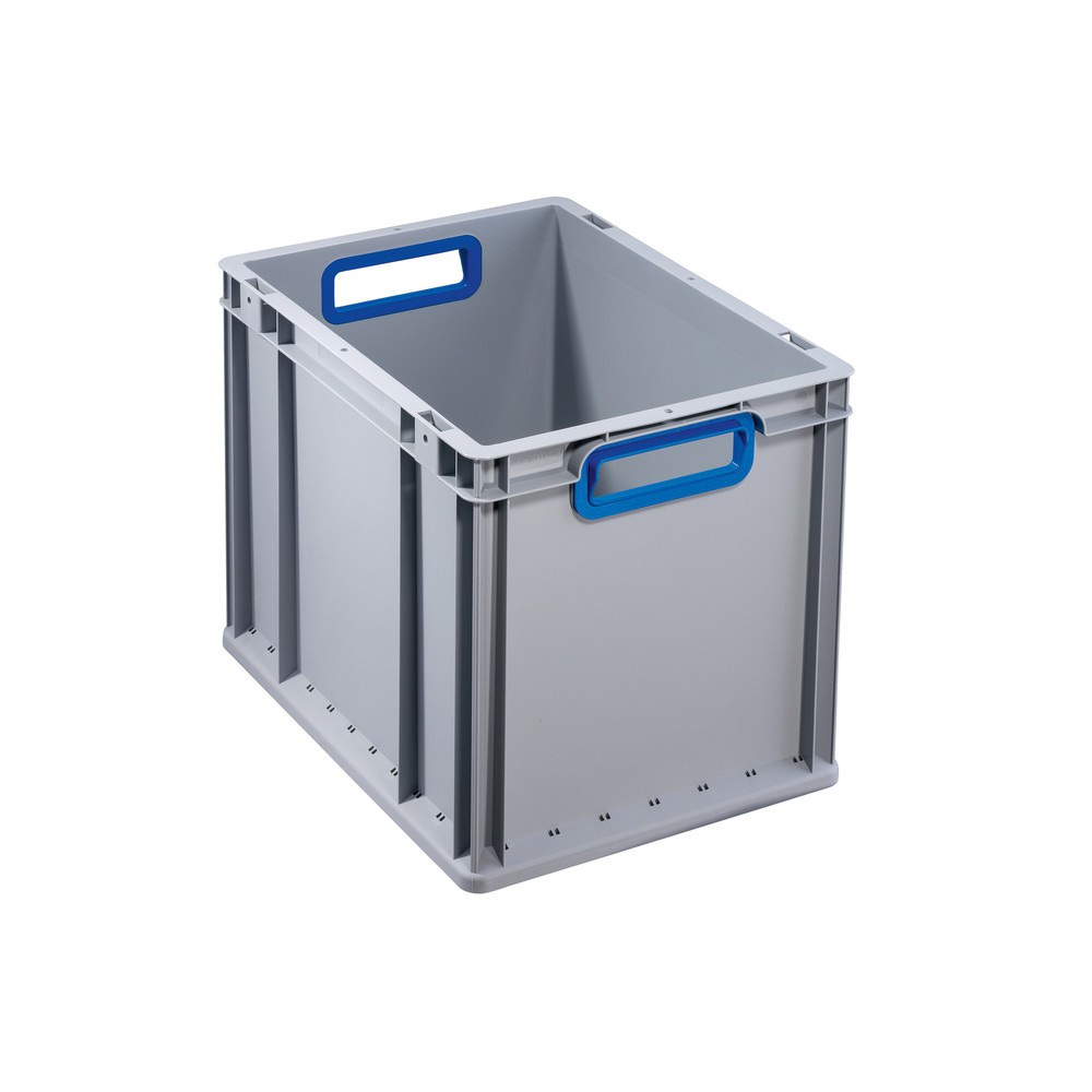 Illustration du produit: Bac empilable norme Europe, avec ouvertures bleues en guise de poignées, 30 litres