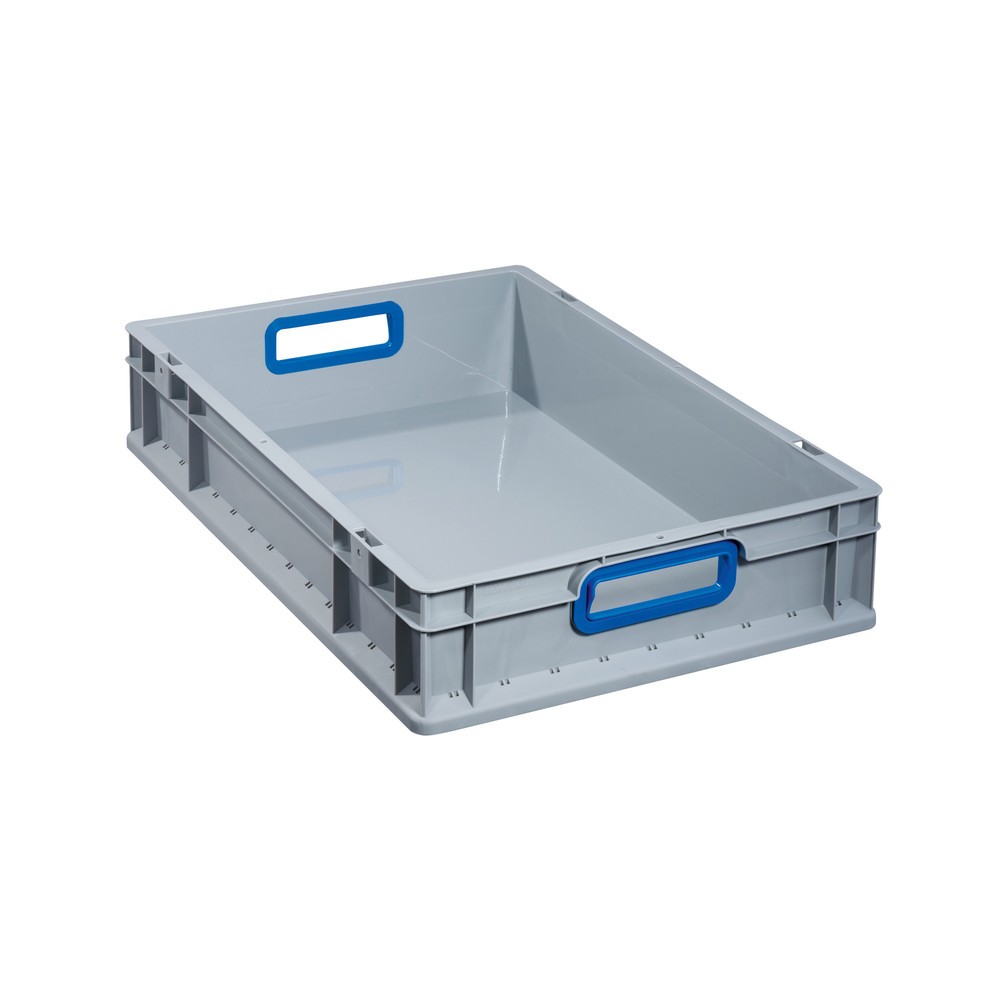 Illustration du produit: Bac empilable norme Europe, avec ouvertures bleues en guise de poignées, 23 litres