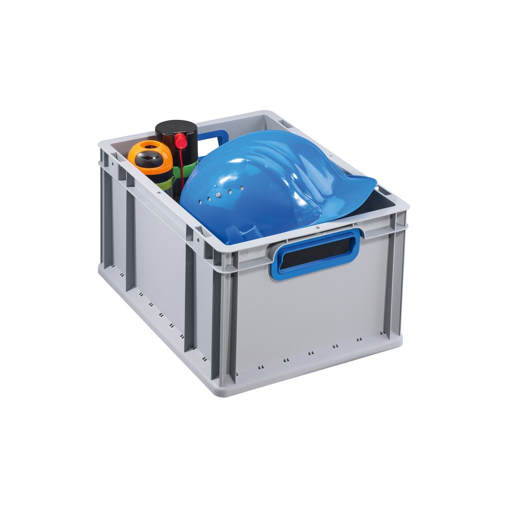 Produktabbildung Nr. 3: Bac empilable norme Europe, avec ouvertures bleues en guise de poignées, 20 litres