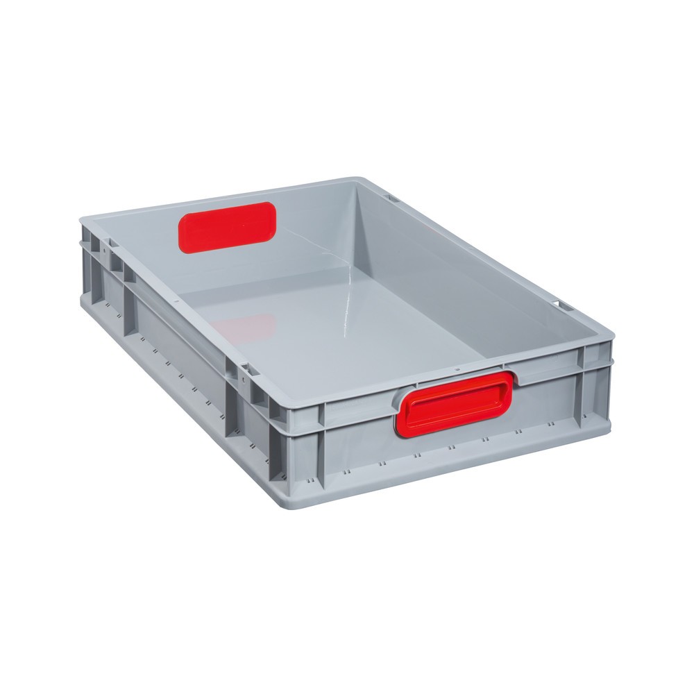 Illustration du produit: Bac empilable norme Europe, avec poignées rouges encastrées, 23 litres