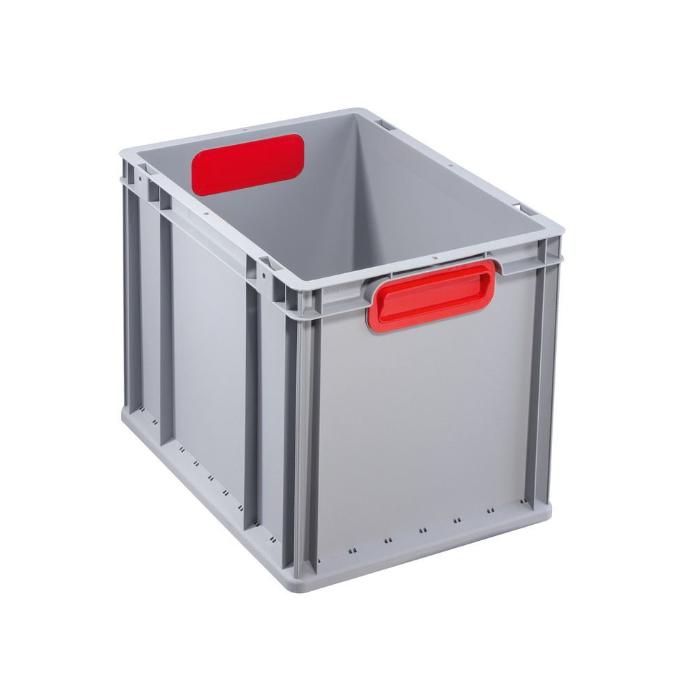 Illustration du produit: Bac empilable norme Europe, avec poignées rouges encastrées, 30 litres