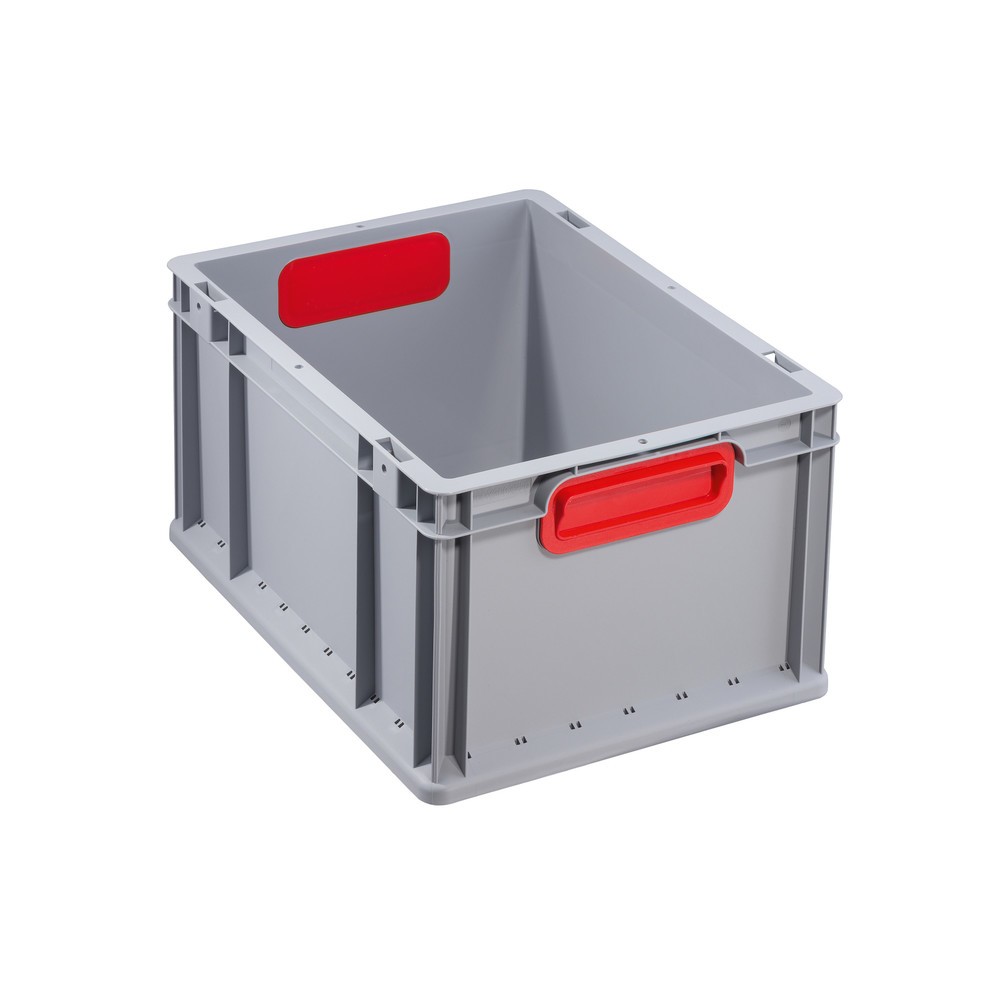Illustration du produit: Bac empilable norme Europe, avec poignées rouges encastrées, 20 litres
