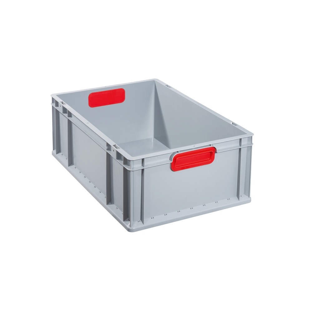 Illustration du produit: Bac empilable norme Europe, avec poignées rouges encastrées, 44 litres