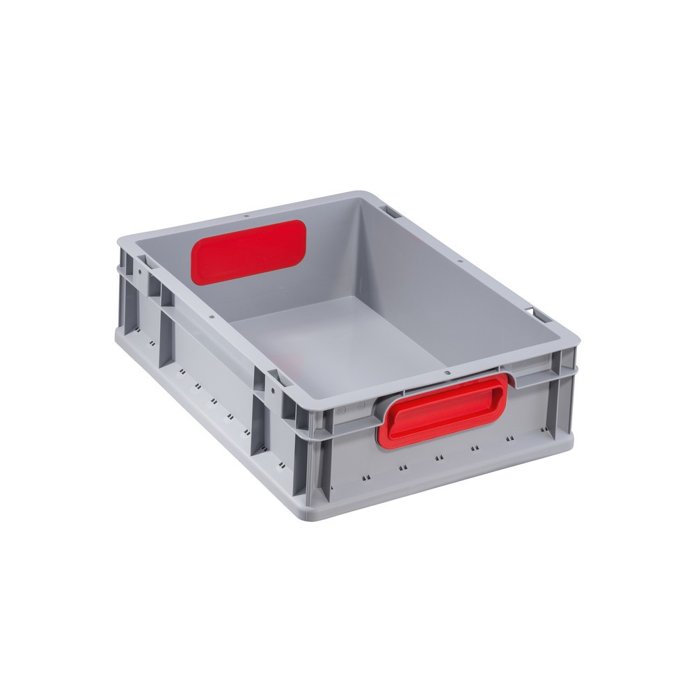 Illustration du produit: Bac empilable norme Europe, avec poignées rouges encastrées, 11 litres