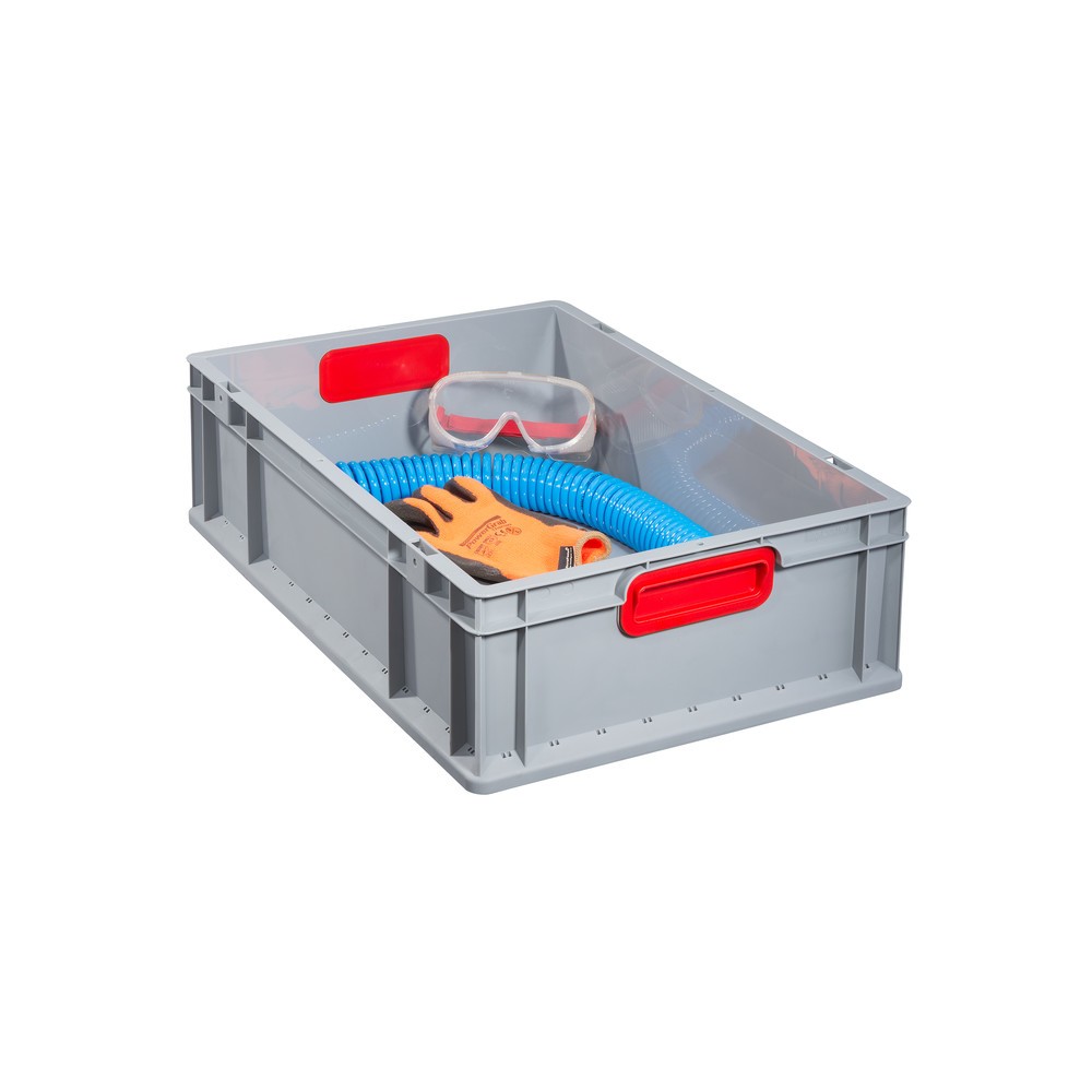 Produktabbildung Nr. 3: Bac empilable norme Europe, avec poignées rouges encastrées, 34 litres