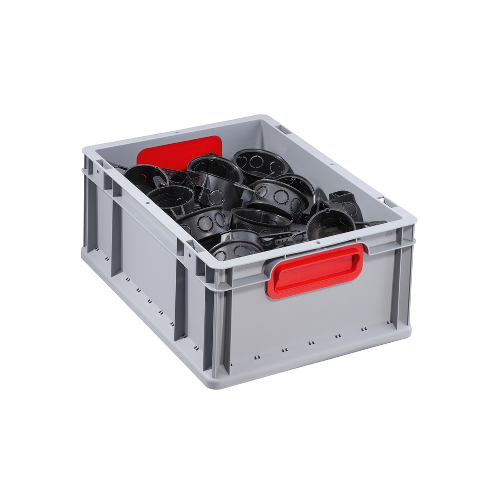 N° de l'image du produit 3 : Allit Eurobox, avec poignées encastrées rouges, haut. × larg. × prof. 170 × 400 × 300 mm, 16 litres