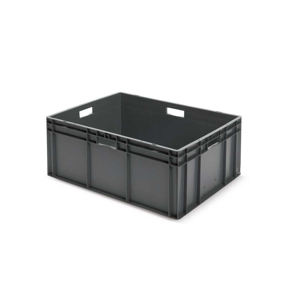 Illustration du produit: Bac Euro empilable, parois + fond fermés, 127 litres, gris, poignées