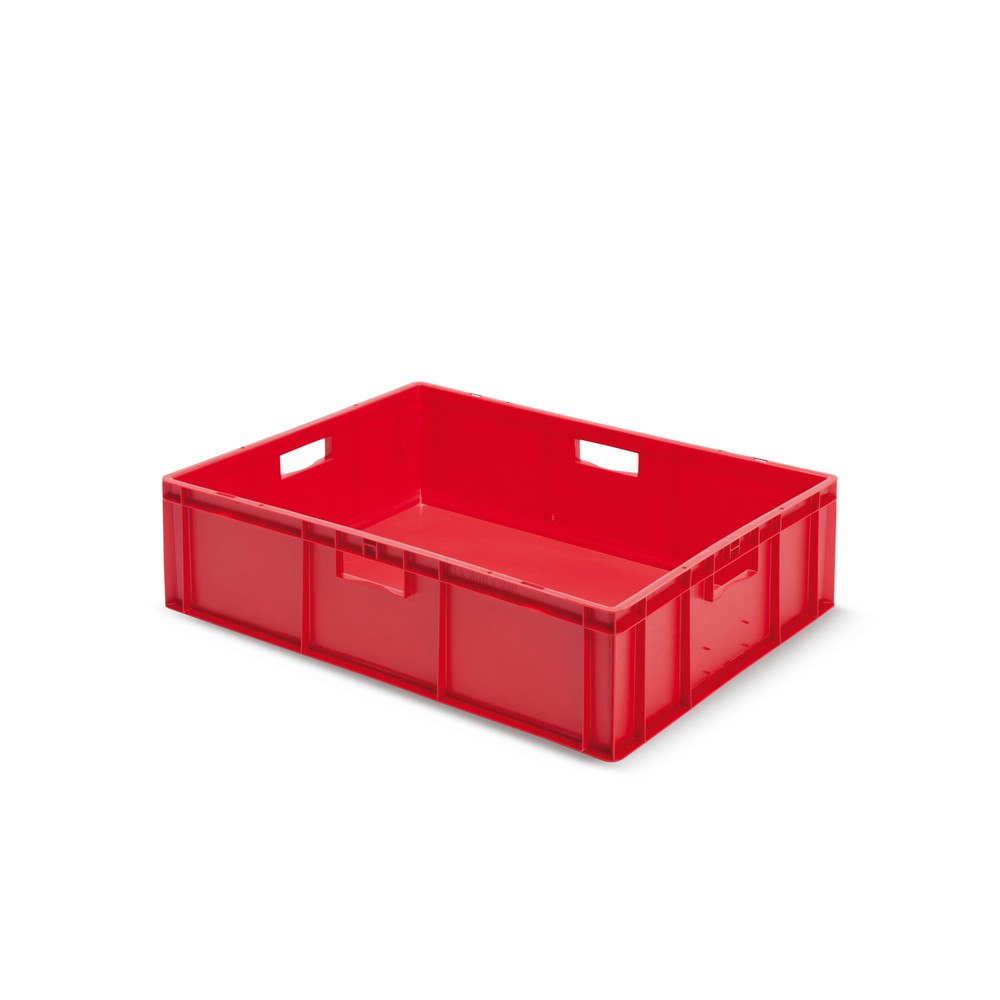 Illustration du produit: Bac Euro empilable, parois + fond fermés, 82 litres, rouge, poignées