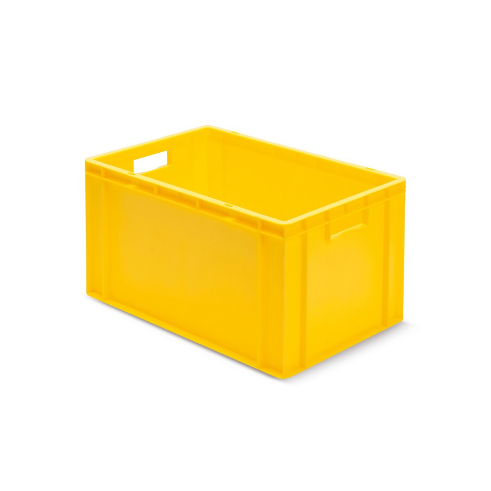 Illustration du produit: Bac Euro empilable, parois + fond fermés, 61 litres, jaune, poignées