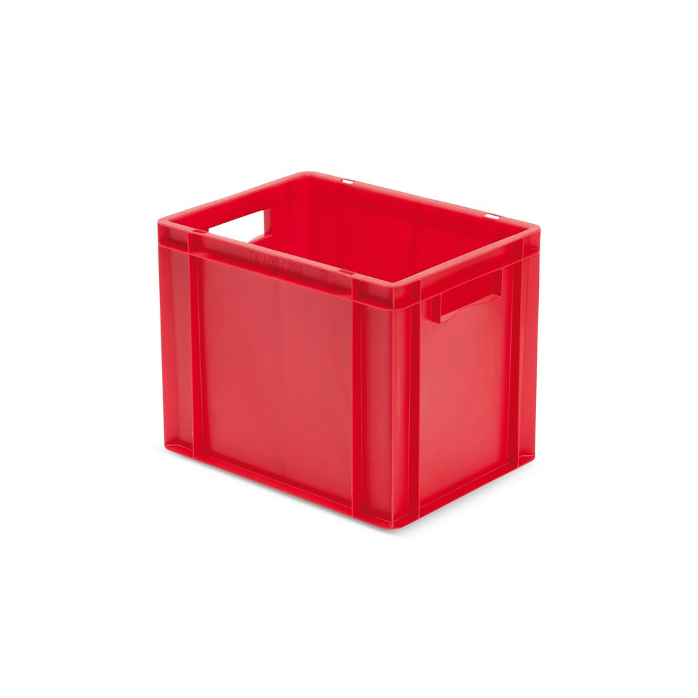 Illustration du produit: Bac Euro empilable, parois + fond fermés, 29 litres, rouge, poignées