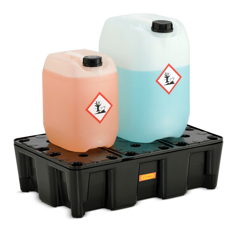 Produktabbildung Nr. 2: Bac labo modulaire CEMO en PE pour le stockage de petits contenants, volume de rétention 25 l, avec caillebotis en PE