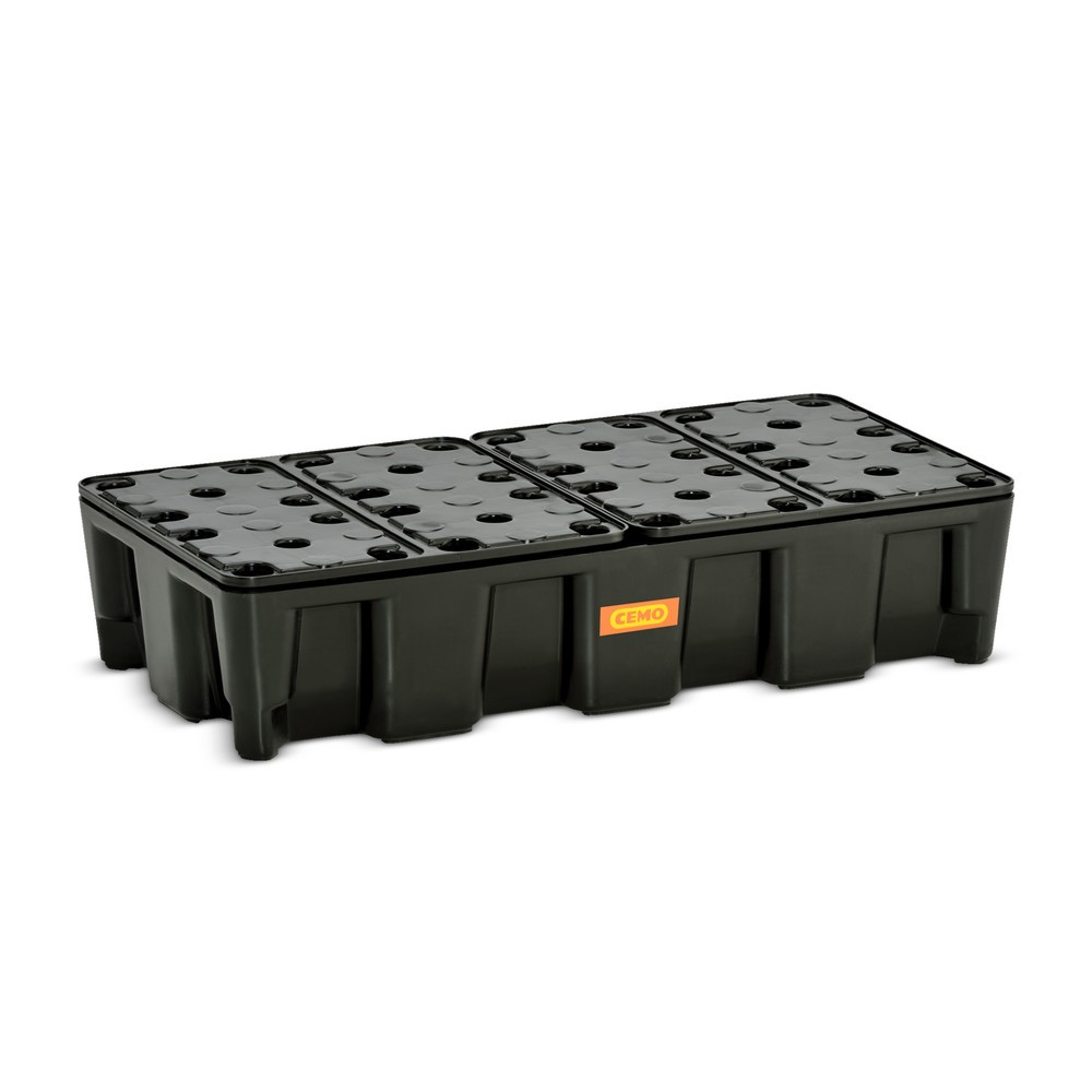 Illustration du produit: Bac labo modulaire CEMO en PE pour le stockage de petits contenants, volume de rétention 35 l, avec caillebotis en PE