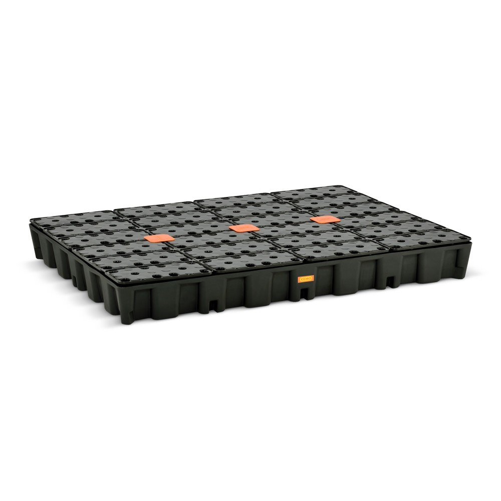 Illustration du produit: Bac labo modulaire CEMO en PE pour le stockage de petits contenants, volume de rétention 250 l, avec caillebotis en PE