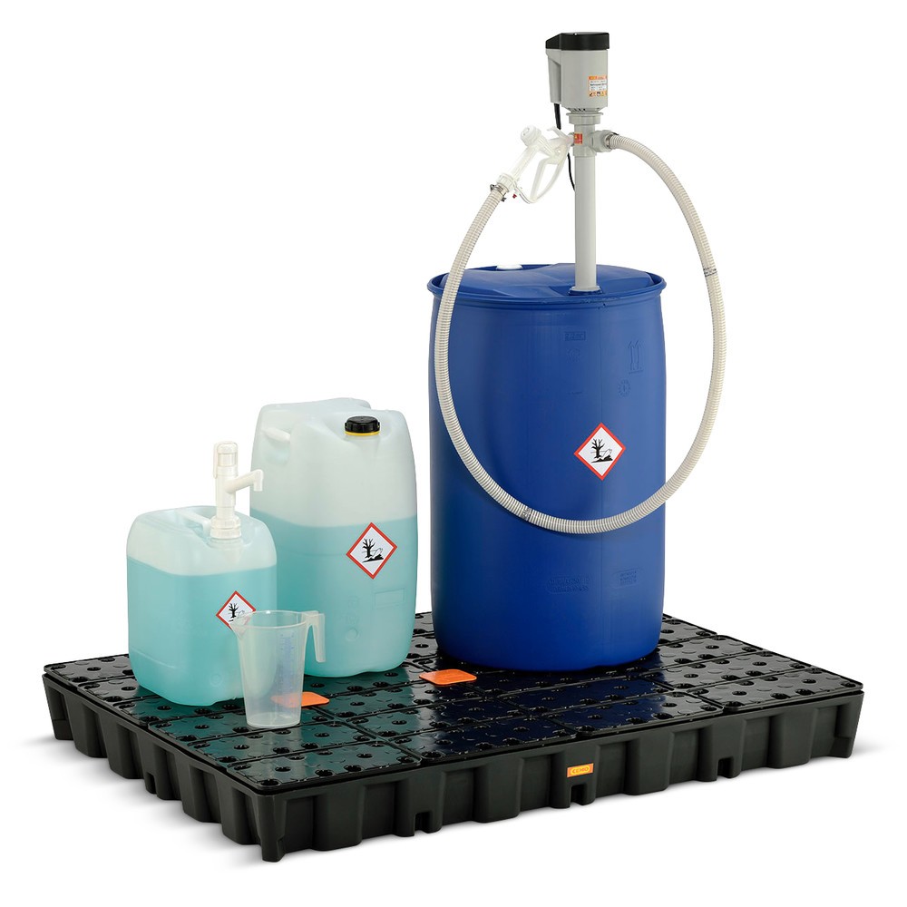 Produktabbildung Nr. 2: Bac labo modulaire CEMO en PE pour le stockage de petits contenants, volume de rétention 250 l, avec caillebotis en PE