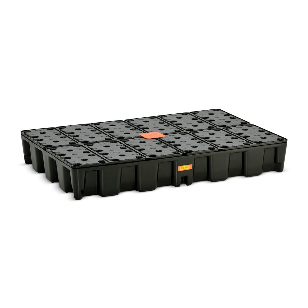 Illustration du produit: Bac labo modulaire CEMO en PE pour le stockage de petits contenants, volume de rétention 120 l, avec caillebotis en PE