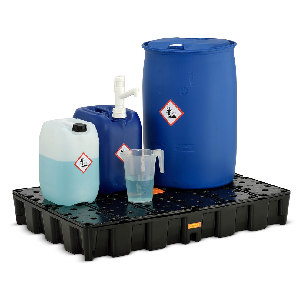 Produktabbildung Nr. 2: Bac labo modulaire CEMO en PE pour le stockage de petits contenants, volume de rétention 120 l, avec caillebotis en PE