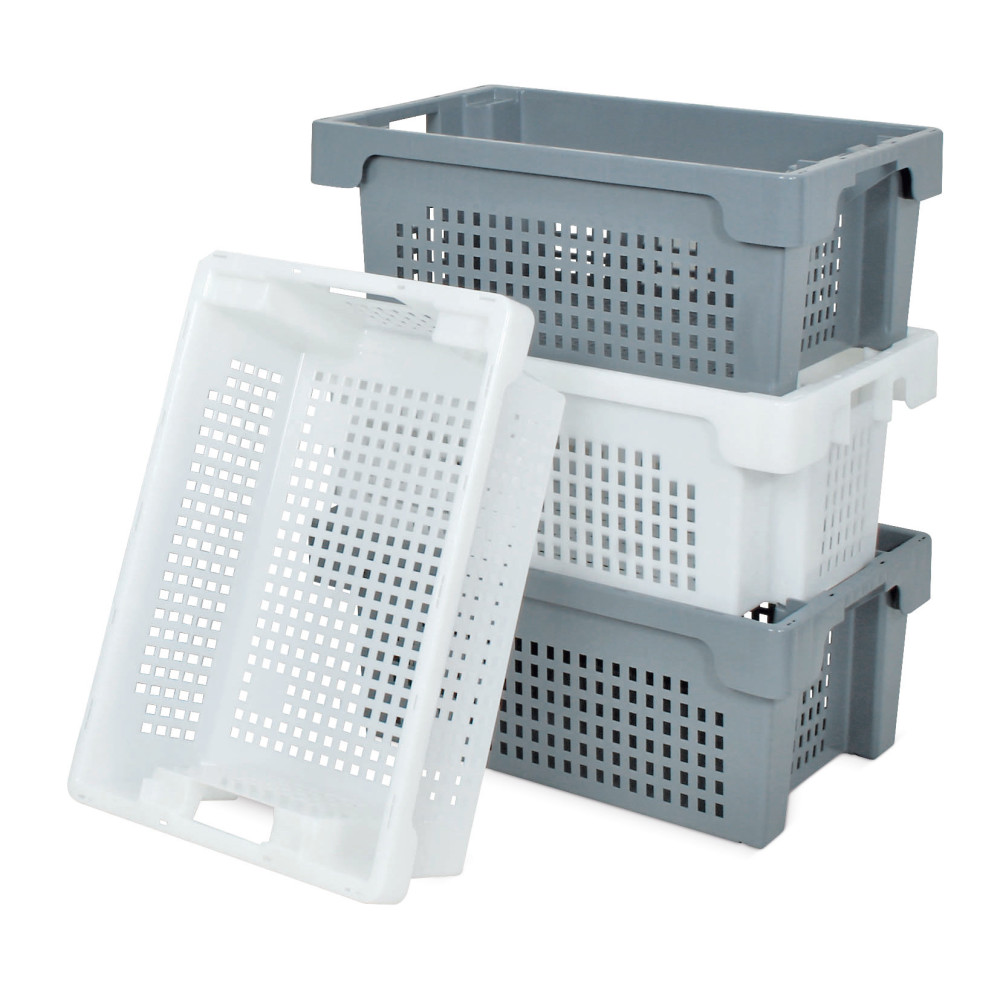 Produktabbildung Nr. 5: Bacs emboîtables et empilables, parois + fond perforés, 70 litres, gris
