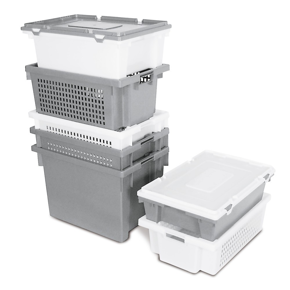 Produktabbildung Nr. 3: Bacs emboîtables et empilables, parois + fond perforés, 70 litres, gris