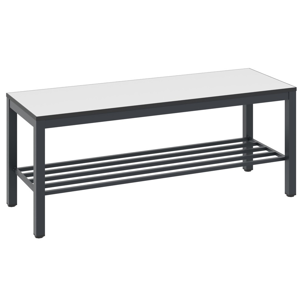 Illustration du produit: Banc pour vestiaire C+P Basic Plus, longueur 1 000 mm, avec râtelier range-chaussures, gris-noir / blanc