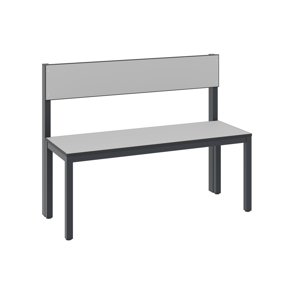 Produktabbildung Nr. 1: Banc pour vestiaire C+P Basic Plus, longueur 1 000 mm, utilisable d’un seul côté, avec dossier, gris-noir/gris-argent