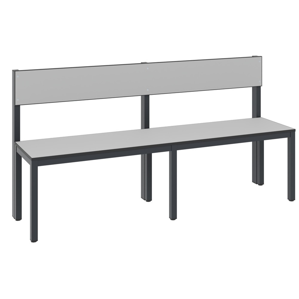 Produktabbildung Nr. 1: Banc pour vestiaire C+P Basic Plus, longueur 1 500 mm, utilisable d’un seul côté, avec dossier, gris-noir/gris-argent