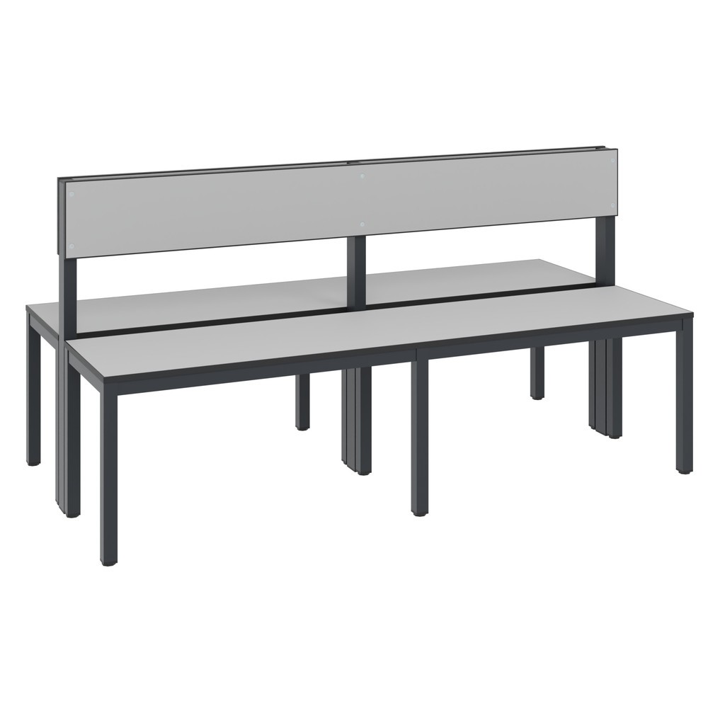 Produktabbildung Nr. 1: Banc pour vestiaire C+P Basic Plus, longueur 1 500 mm, utilisable des deux côtés, avec dossier, gris-noir/gris-argent