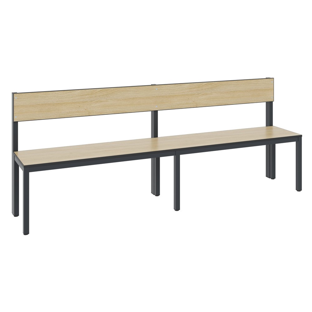 Produktabbildung Nr. 1: Banc pour vestiaire C+P Basic Plus, longueur 1 960 mm, utilisable d’un seul côté, avec dossier, gris-noir/chêne Sereno