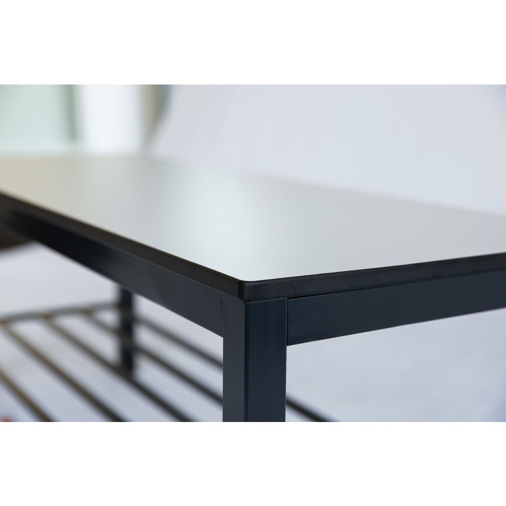Produktabbildung Nr. 2: Banc pour vestiaire C+P Basic Plus, longueur 1 000 mm, utilisable d’un seul côté, avec dossier, 4 crochets doubles, avec râtelier range-chaussures, gris-noir / blanc