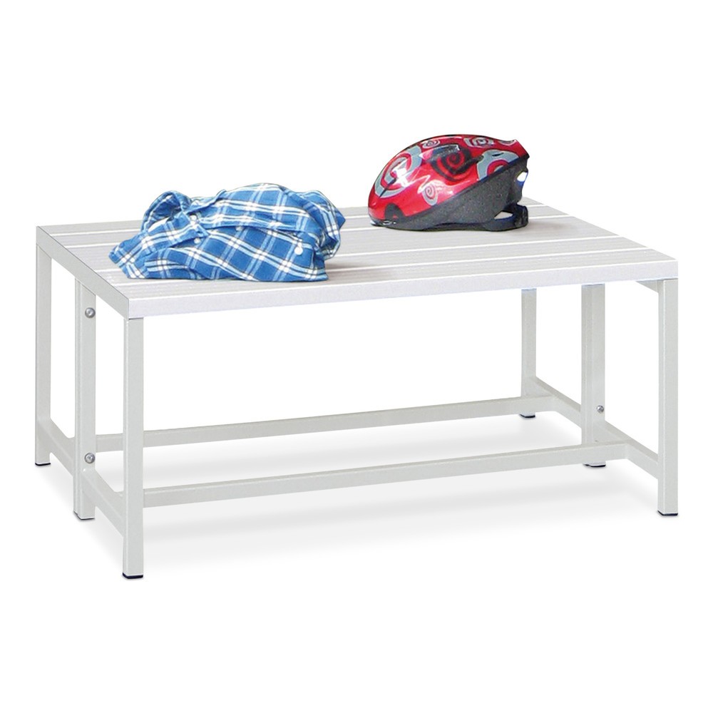 Illustration du produit: Banc pour vestiaire PAVOY, bilatéral, longueur 1 000 mm, sans porte-chaussure, gris clair
