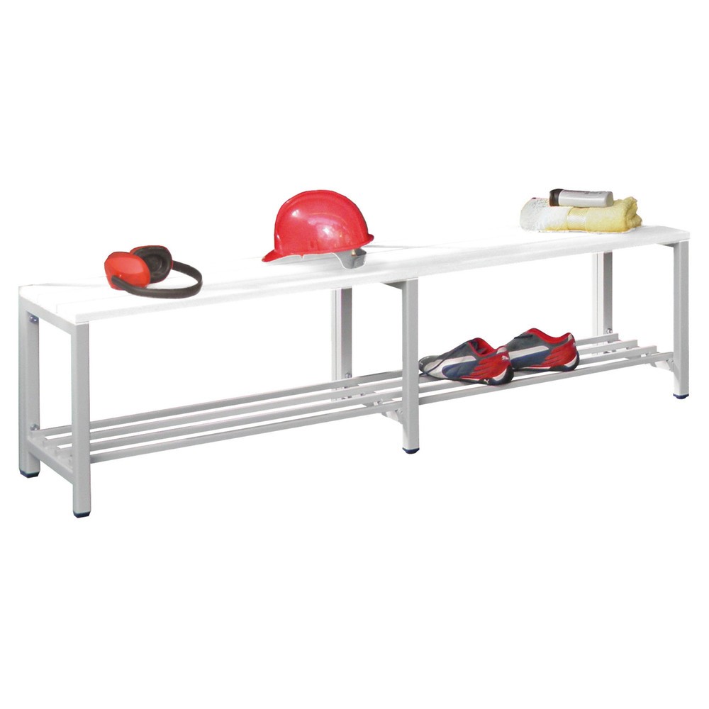Illustration du produit: Banc pour vestiaire PAVOY, longueur 2 000 mm, avec porte-chaussure, gris anthracite