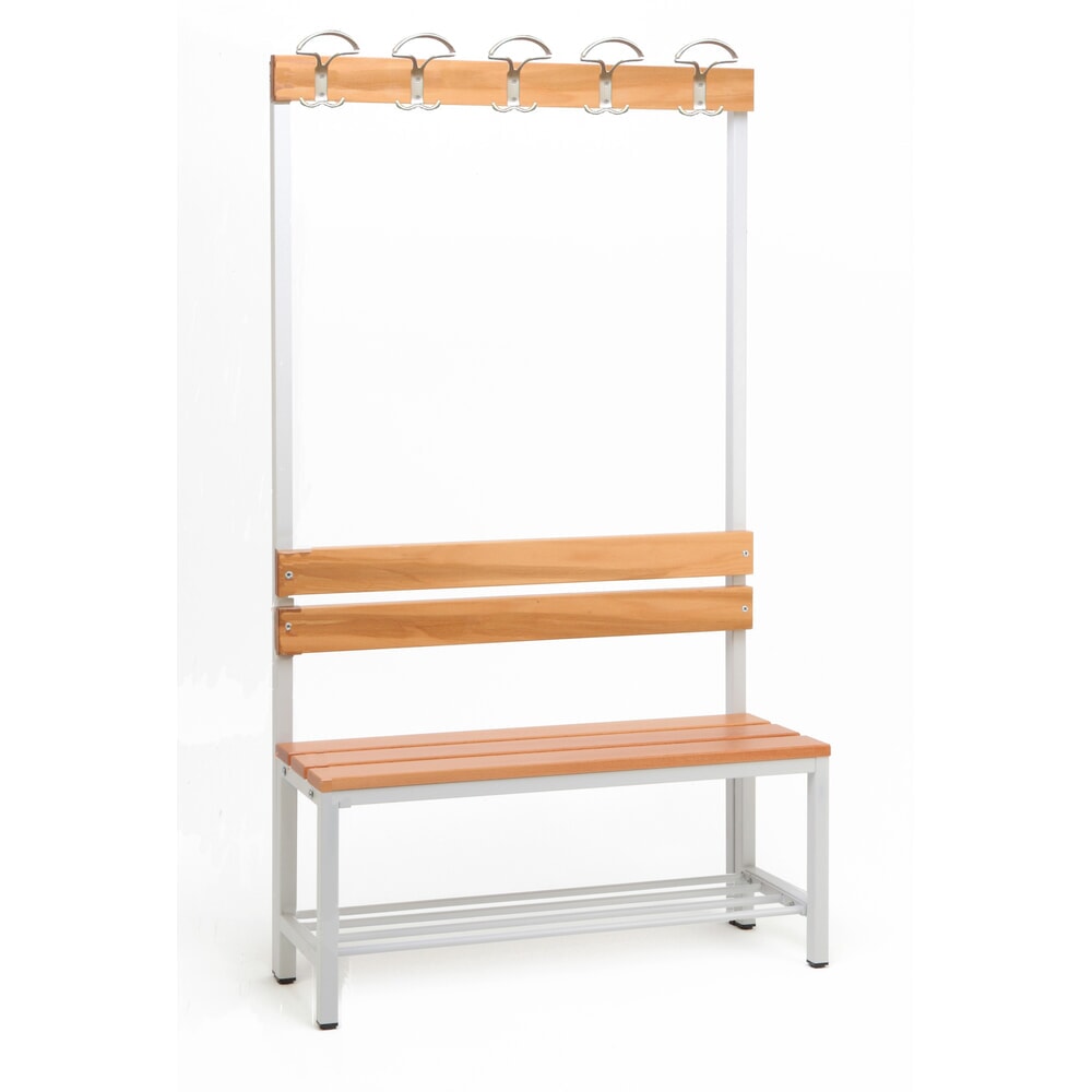 Produktabbildung Nr. 1: Banc pour vestiaire Steinbock®, unilatéral avec baguette à crochets, longueur 1 000 mm, avec porte-chaussure